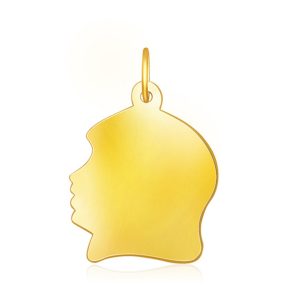 14K Yellow Gold Large Girl Head Charm