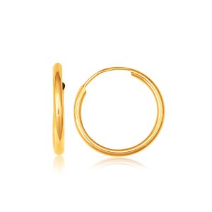 14K Yellow Gold Polished Endless Hoop Earrings (5/8 inch Diameter)