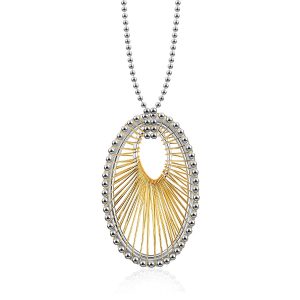 Designer Sterling Silver and 14K Yellow Gold Oval Thread Necklace