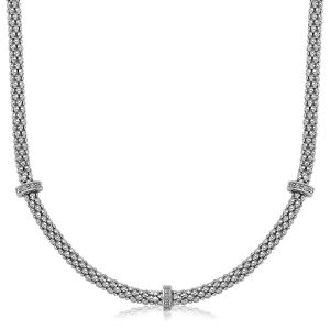 18K Yellow Gold and Sterling Silver Necklace with Diamonds (.17 ct. tw.)