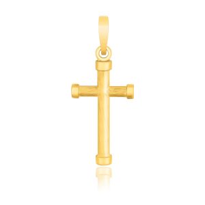 14K Yellow Gold Cross Pendant with Rounded Ends