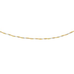 14K Two-Tone Gold Braided Design Double Strand Mirror Spring Necklace