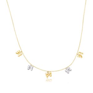 14K Two-Tone Gold Butterfly Charms Necklace