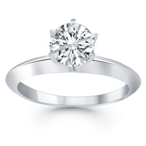 14k White Gold Knife Edge Solitaire Engagement Ring