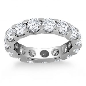 14K White Gold Round Diamond Studded Eternity Ring