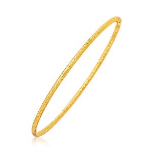 14K Yellow Gold Thin Textured Stackable Bangle