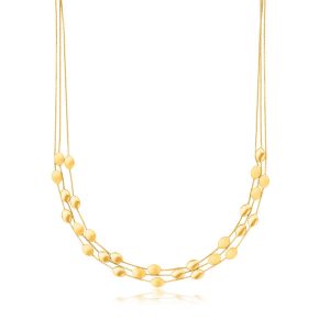 14K Yellow Gold Triple Strand Pebble Necklace