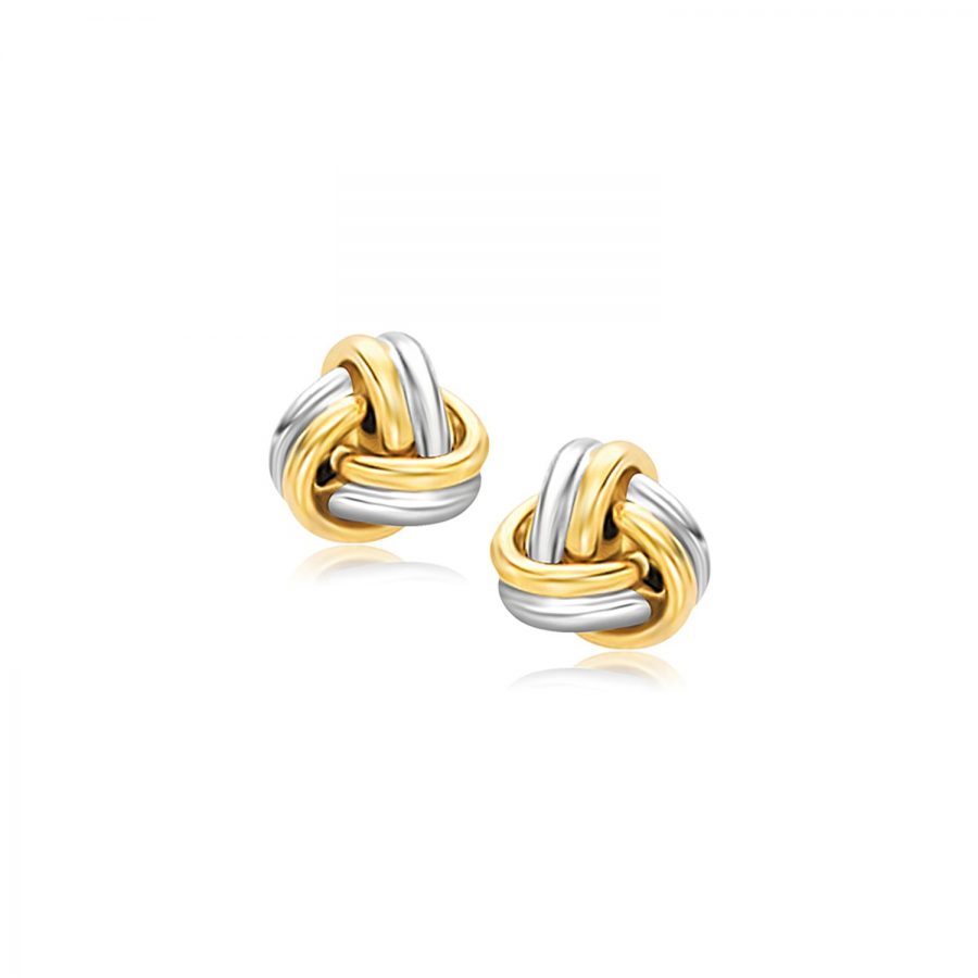 14K Two-Tone Gold Polished Love Knot Stud Earrings