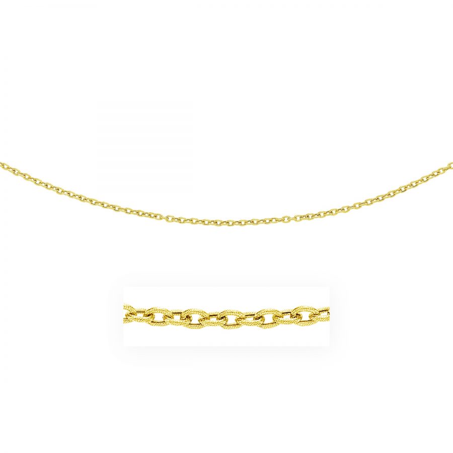 3.5mm 14K Yellow Gold Pendant Chain with Textured Links