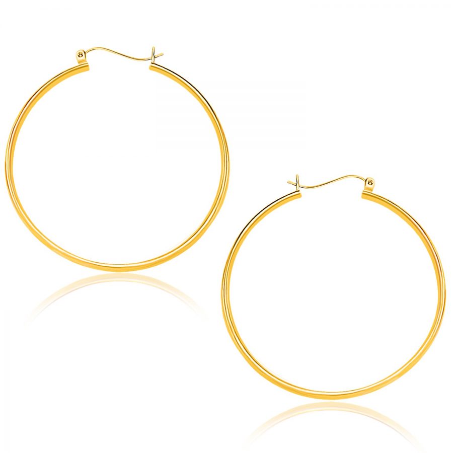 14K Yellow Gold Polished Hoop Earrings (40mm)