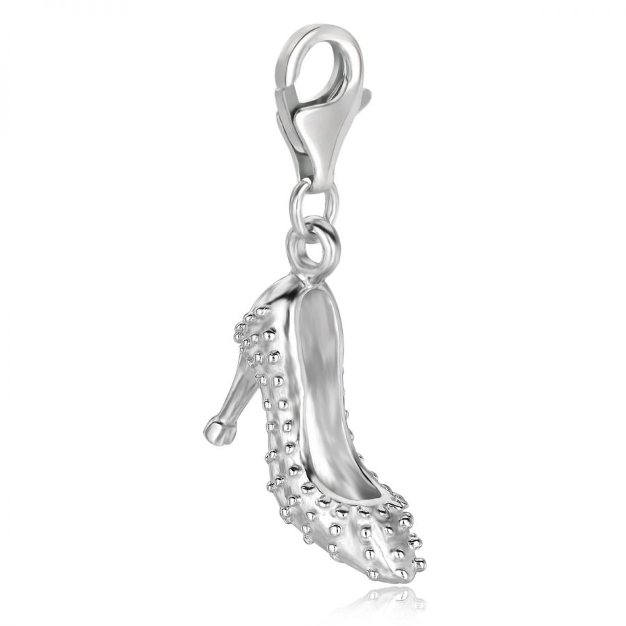 Sterling Silver Studded Style High Heel Shoe Charm