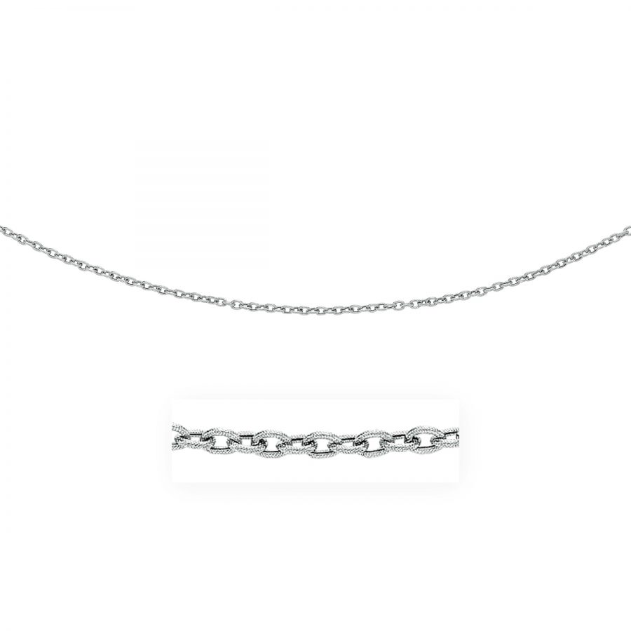 3.5mm 14K White Gold Pendant Chain with Textured Links