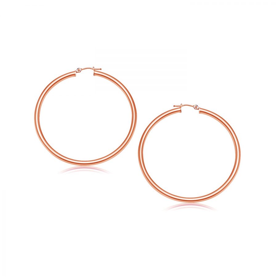 14K Rose Gold Polished Hoop Earrings (25 mm)