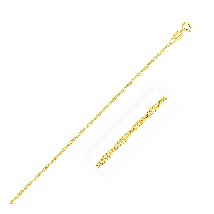 1.5mm 14K Yellow Gold Singapore Anklet