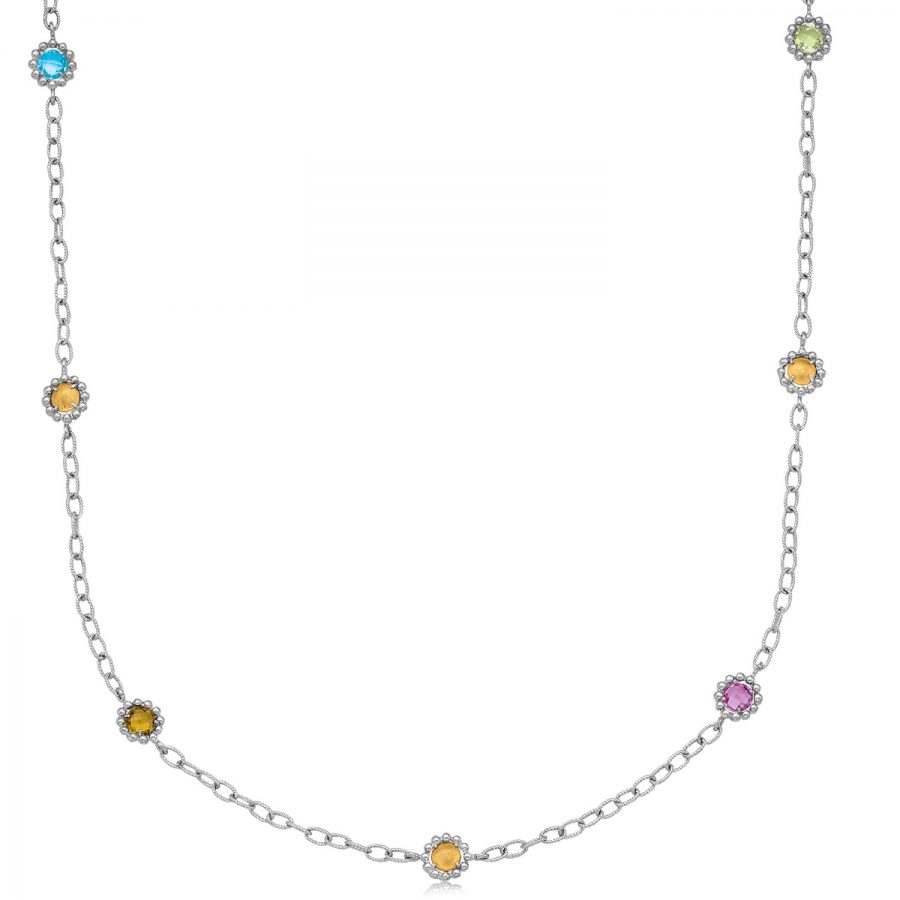 18K Yellow Gold and Sterling Silver 22'' Chain Necklace