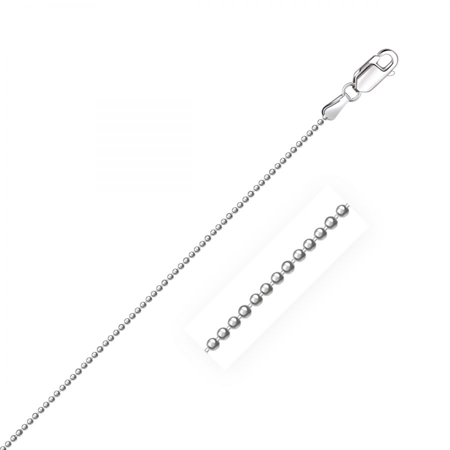 1.2mm Sterling Silver Rhodium Plated Bead Chain