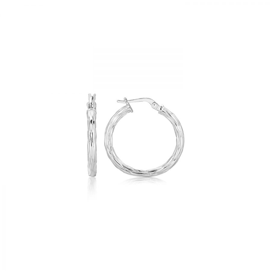 Sterling Silver Hoop Earrings with a Twist Design