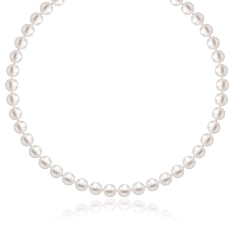 14K Yellow Gold Necklace with White Freshwater Cultured Pearls (6.0mm to 6.5mm)