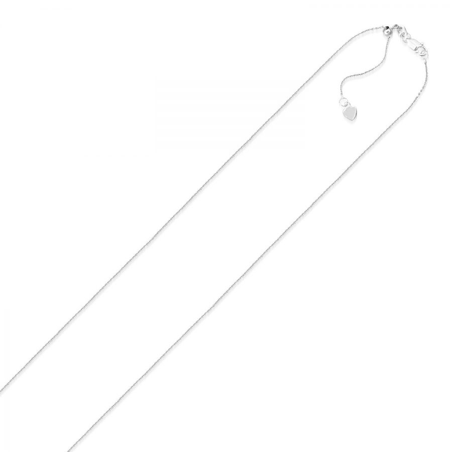 0.90mm 14K White Gold Adjustable Cable Chain
