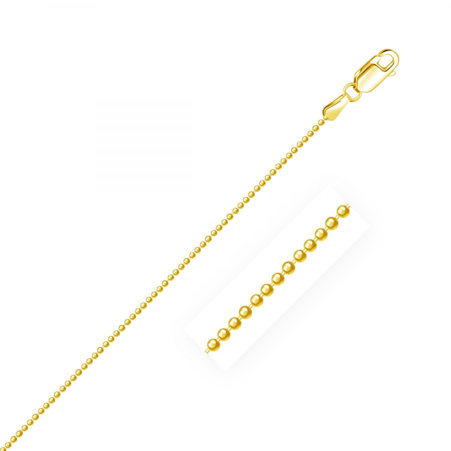 1.2mm 14K Yellow Gold Diamond-Cut Bead Chain