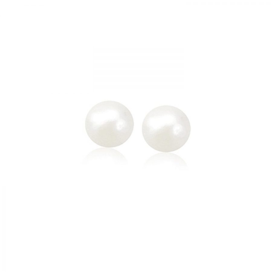14K Yellow Gold Freshwater Cultured White Pearl Stud Earrings (6.0 mm)