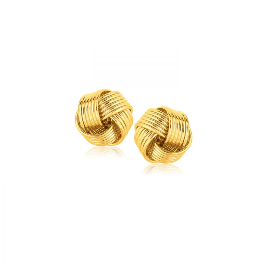 14K Yellow Gold Interlaced Love Knot Stud Earrings