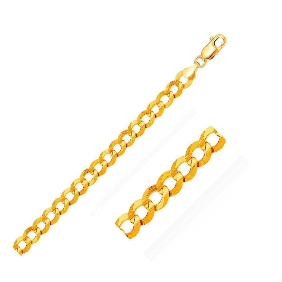 7.0mm 10K Yellow Gold Curb Chain