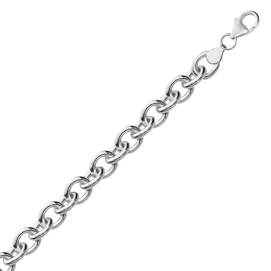 Sterling Silver Rolo Chain Charm Bracelet