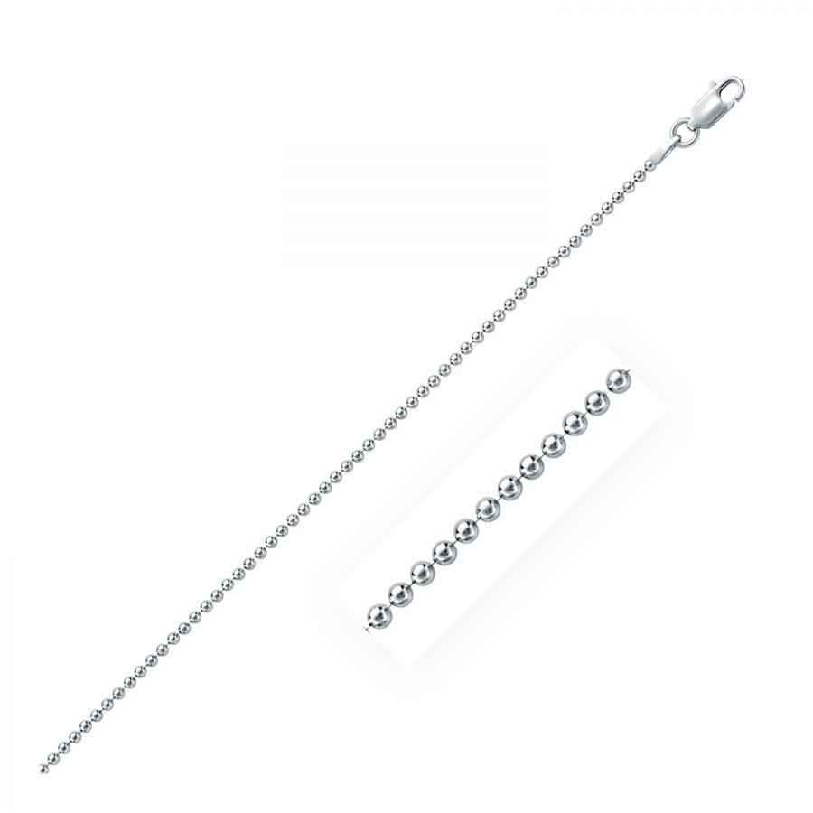 Rhodium Plated 1.8mm 925 Sterling Silver Bead Style Chain