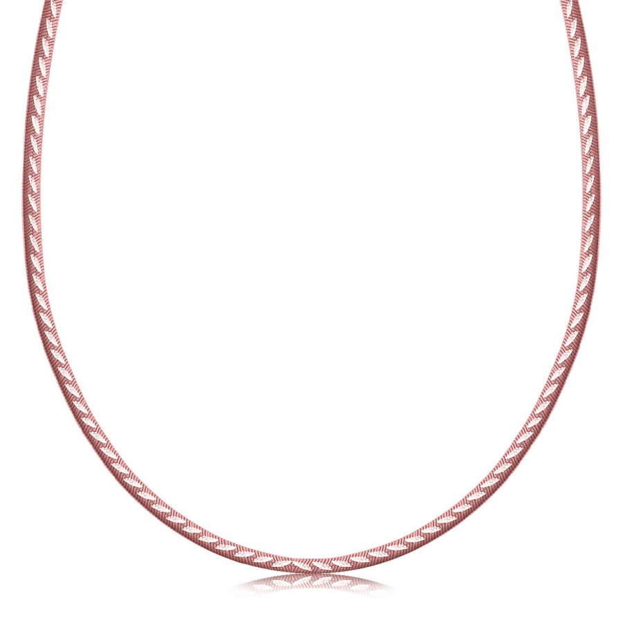 Sterling Silver Rose Gold Plated Reversible Snake Necklace with Diamond Cuts