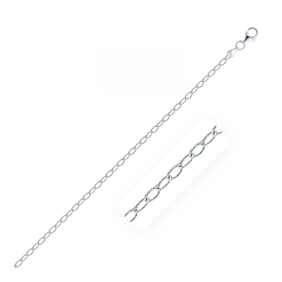 Rhodium Plated 2.5mm 925 Sterling Silver Rolo Style Chain