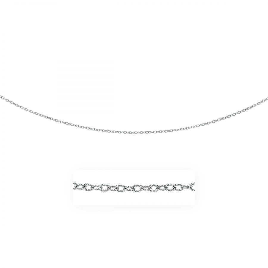2.5mm 14K White Gold Pendant Chain with Textured Links