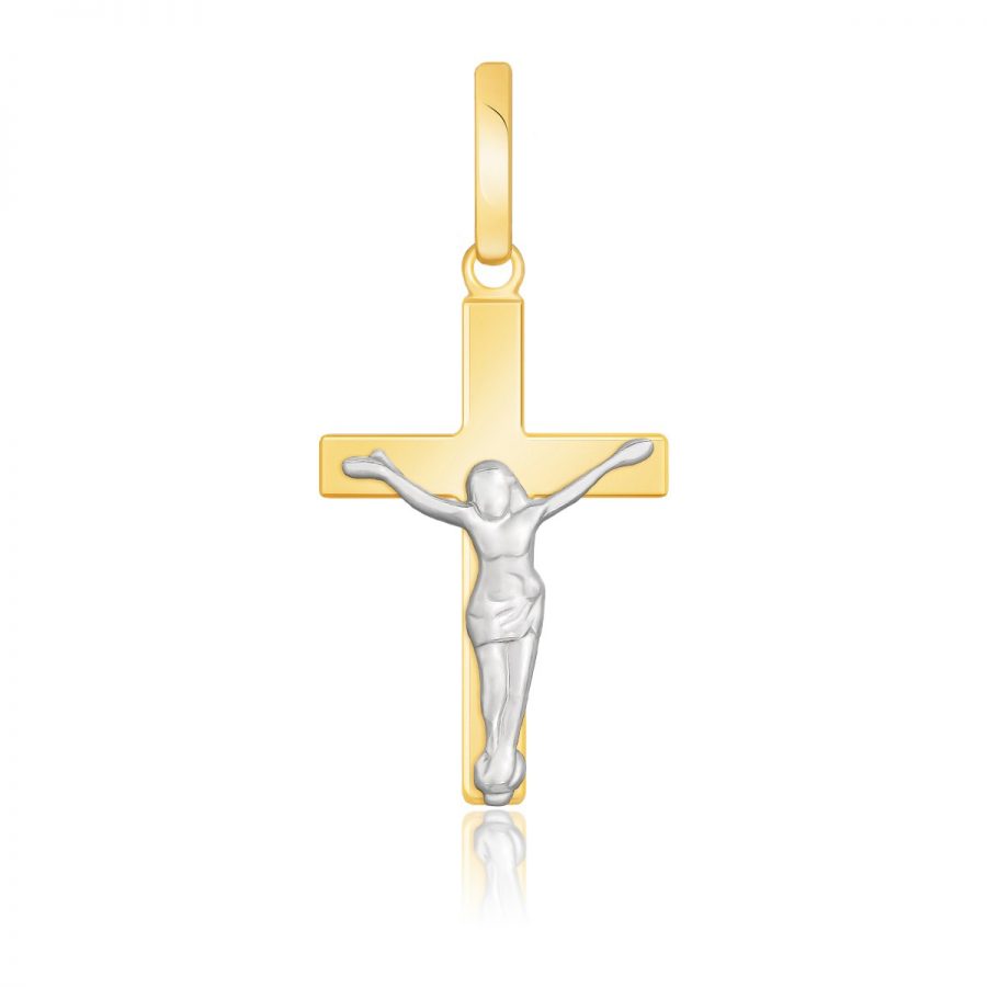 14K Two-Tone Gold Crucifix Motif Pendant