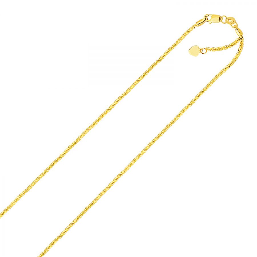 1.5mm 14K Yellow Gold Adjustable Sparkle Chain