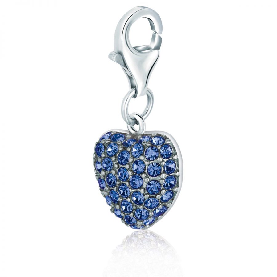 Sterling Silver Blue Tone Crystal Encrusted Charm