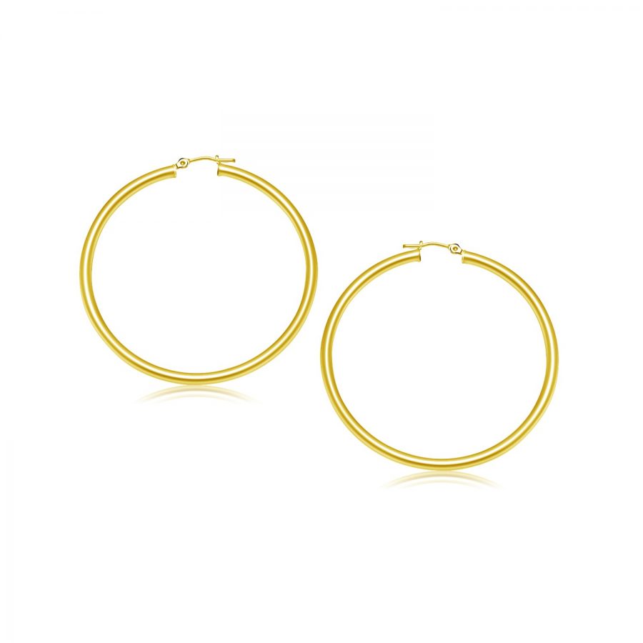 14K Yellow Gold Polished Hoop Earrings (25 mm)