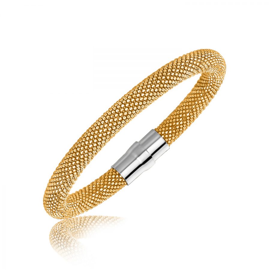 Sterling Silver Yellow Gold Plated Popcorn Style Bangle