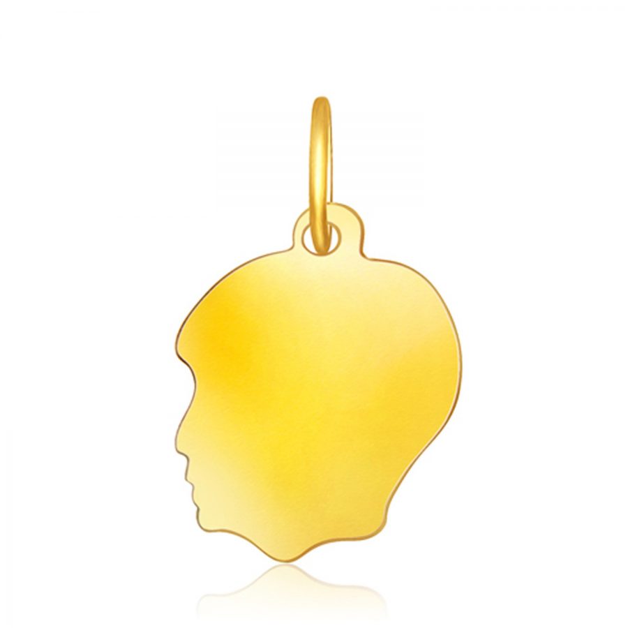 14K Yellow Gold Small Boy Head Charm