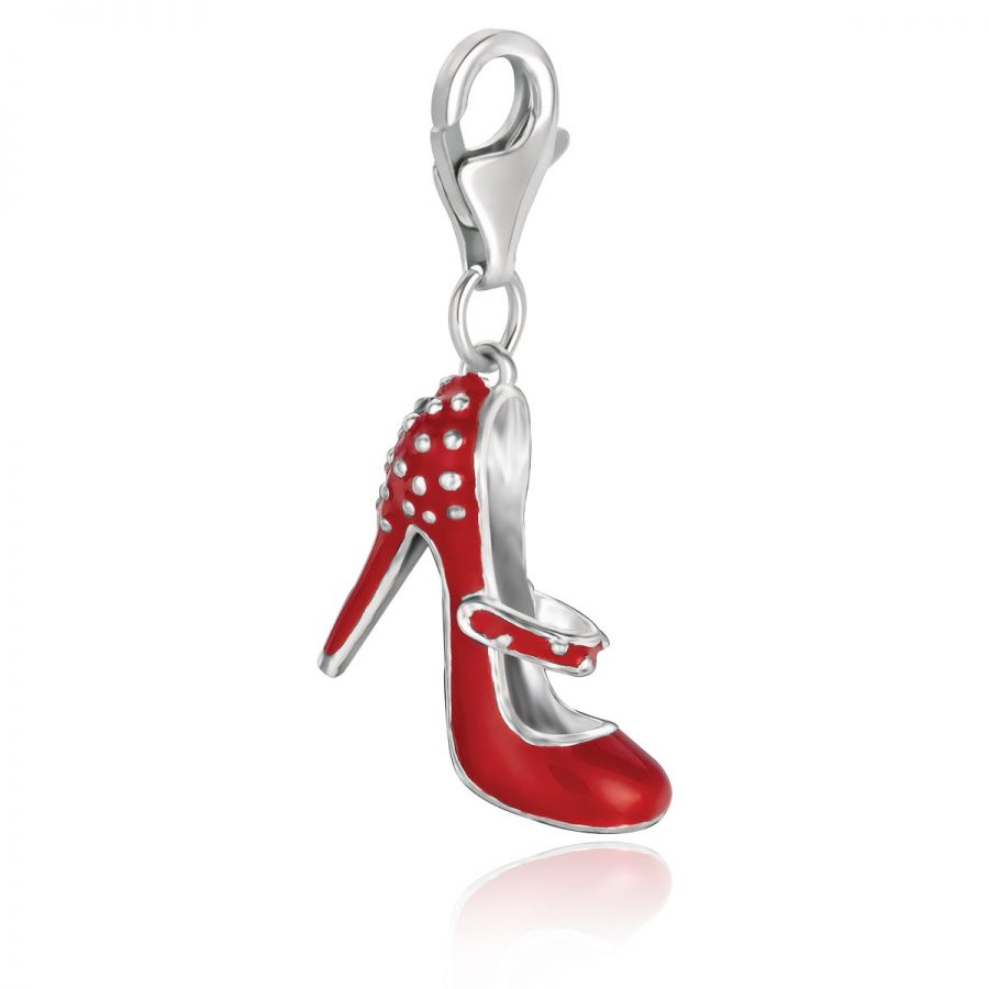 Sterling Silver Red Enameled High Heel Shoe Charm
