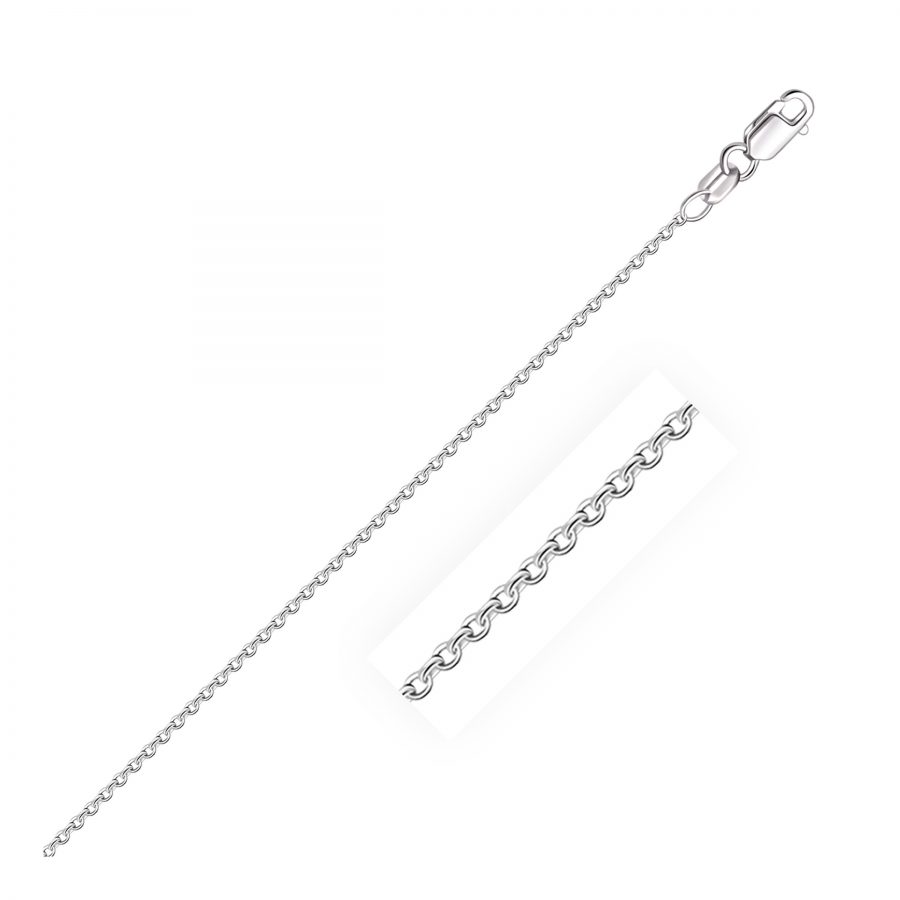 1.5mm 14K White Gold Round Cable Link Chain