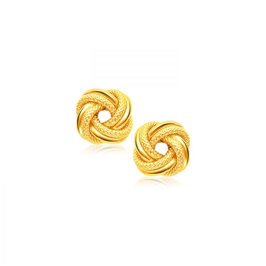 14K Yellow Gold Intertwined Love Knot Stud Earrings