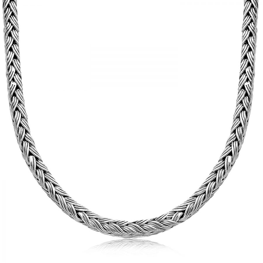 Oxidized Sterling Silver Braided Style Men's Necklace
