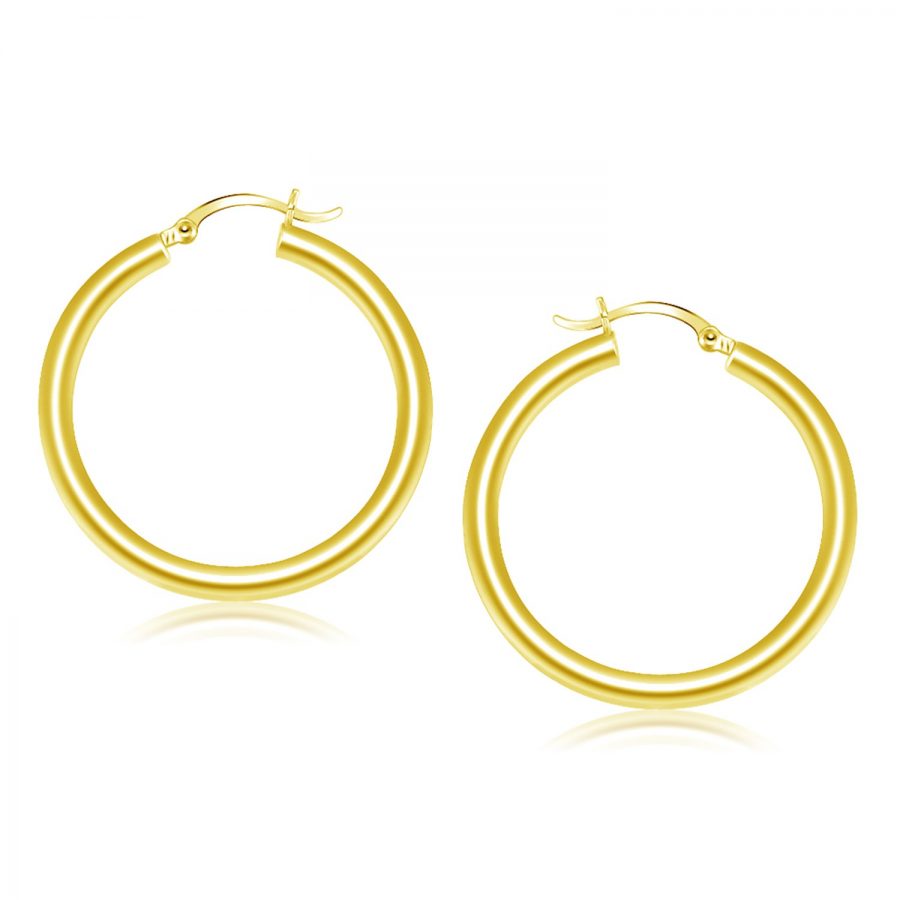 14K Yellow Gold Polished Hoop Earrings (40 mm)