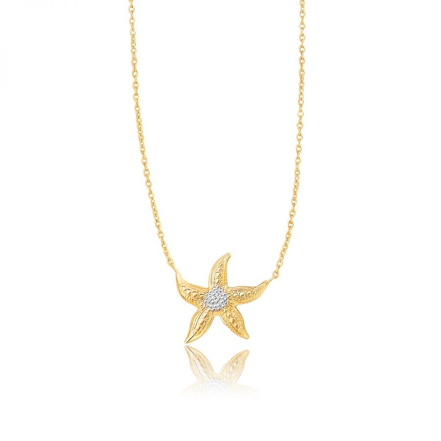 14K Two-Tone Gold Sea Life Starfish Necklace