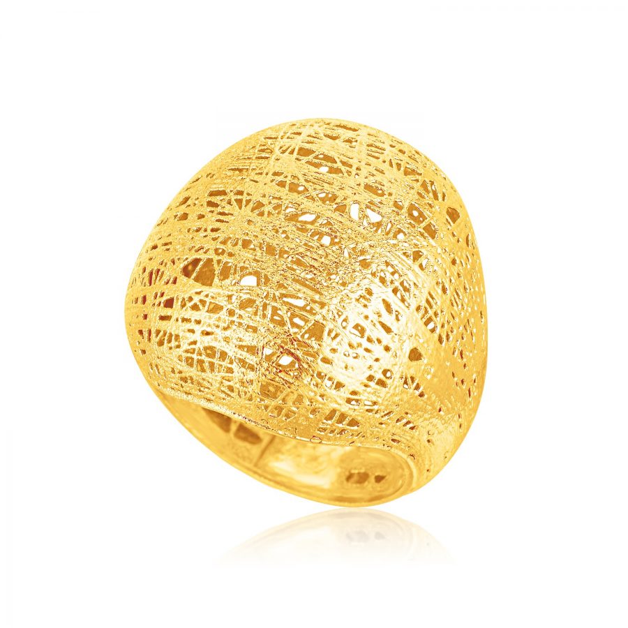 Italian Design 14K Yellow Gold Woven Bombe Dome Ring