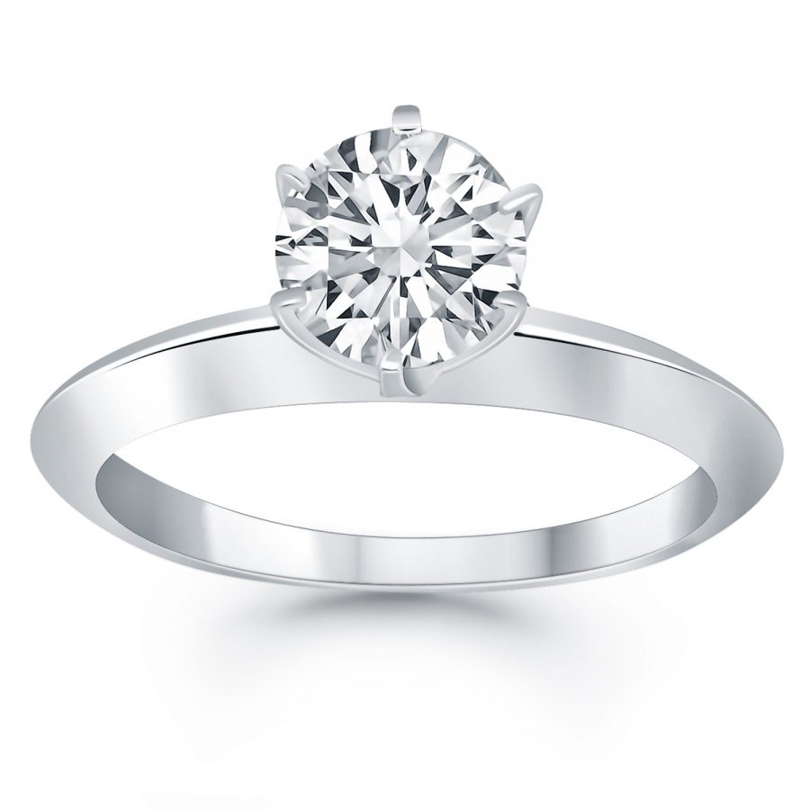 14k White Gold Knife Edge Solitaire Engagement Ring