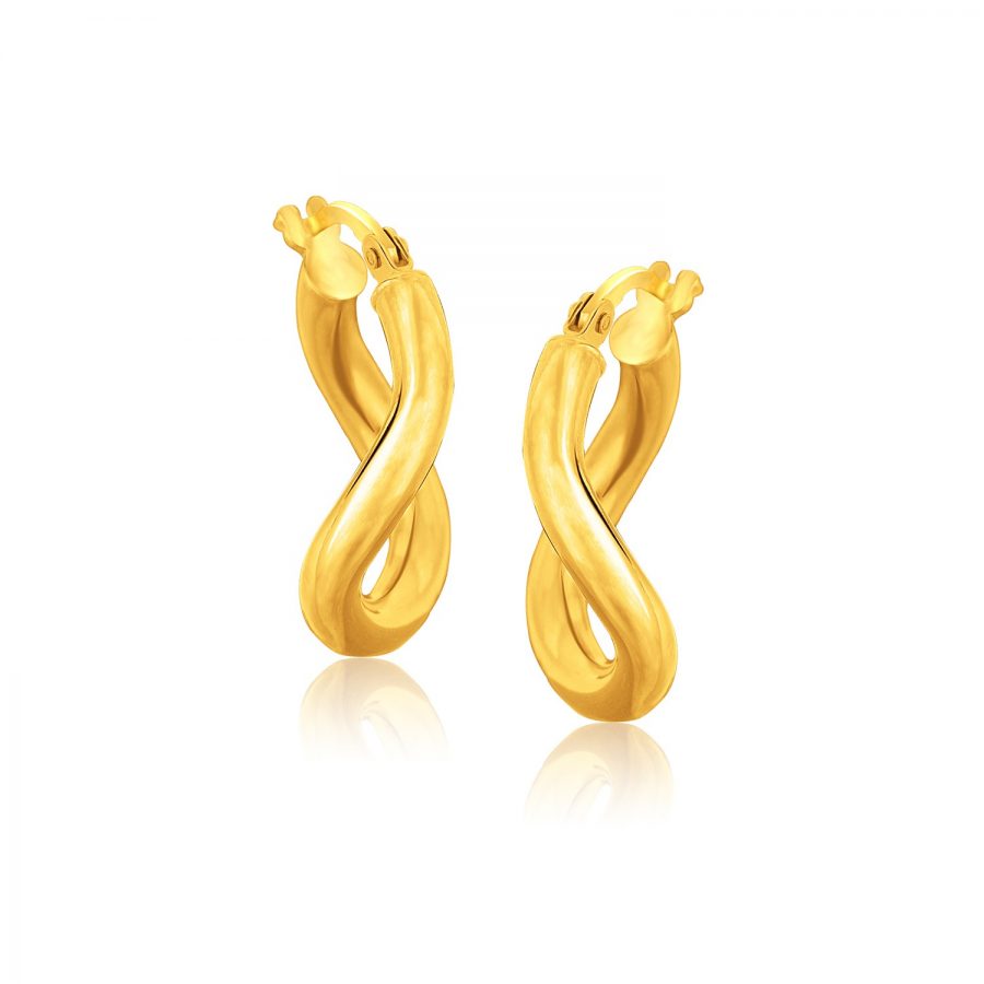 14K Yellow Gold Italian Twist Hoop Earrings (5/8 inch Diameter)