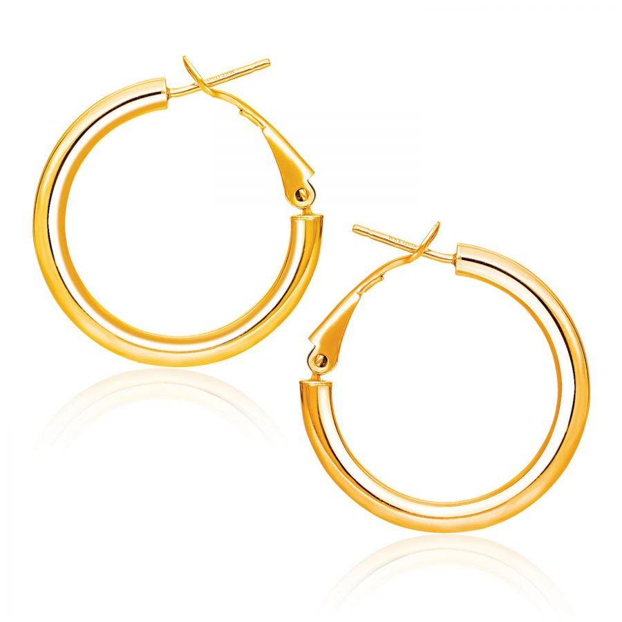 14K Yellow Gold High Polish  Hoop Earrings (0.78 inch Diameter)