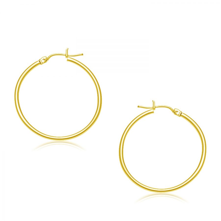 14K Yellow Gold Polished Hoop Earrings (30 mm)