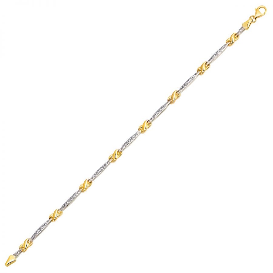 14K Two-Tone Gold Fancy Infinity Knot Line Bracelet